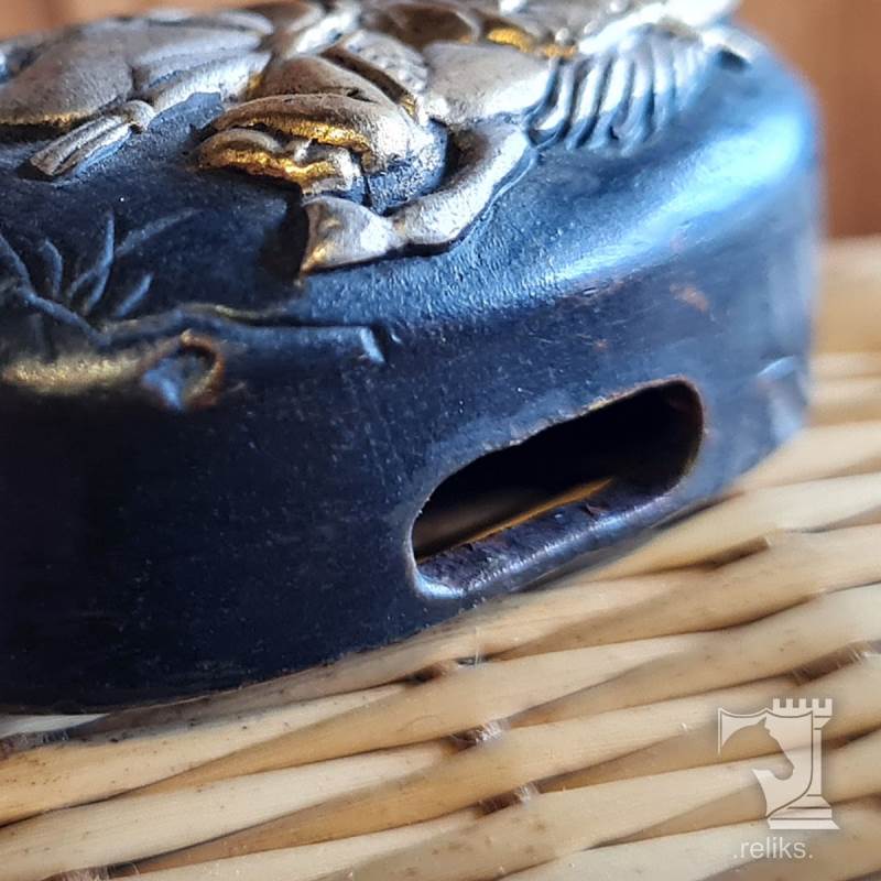 Unmounted Japanese Sword Kashira Showing The Ana Openings Used For Tsuka Wrap Termination
