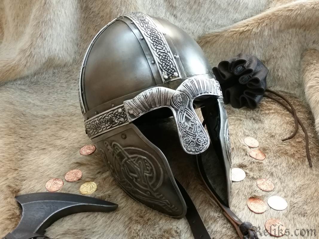 embossed nordic viking helmet