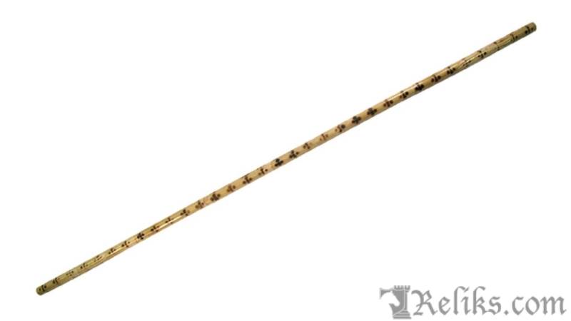 Carved Burned Rattan Bo Staff