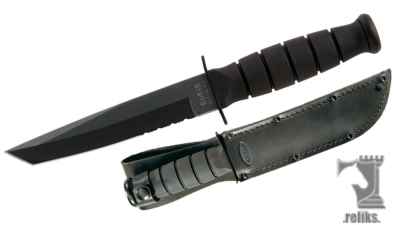 Short Serrated Tanto- Leather Sheath