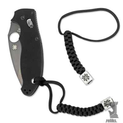 Square Pewter Spyderco Bead w/Lanyard