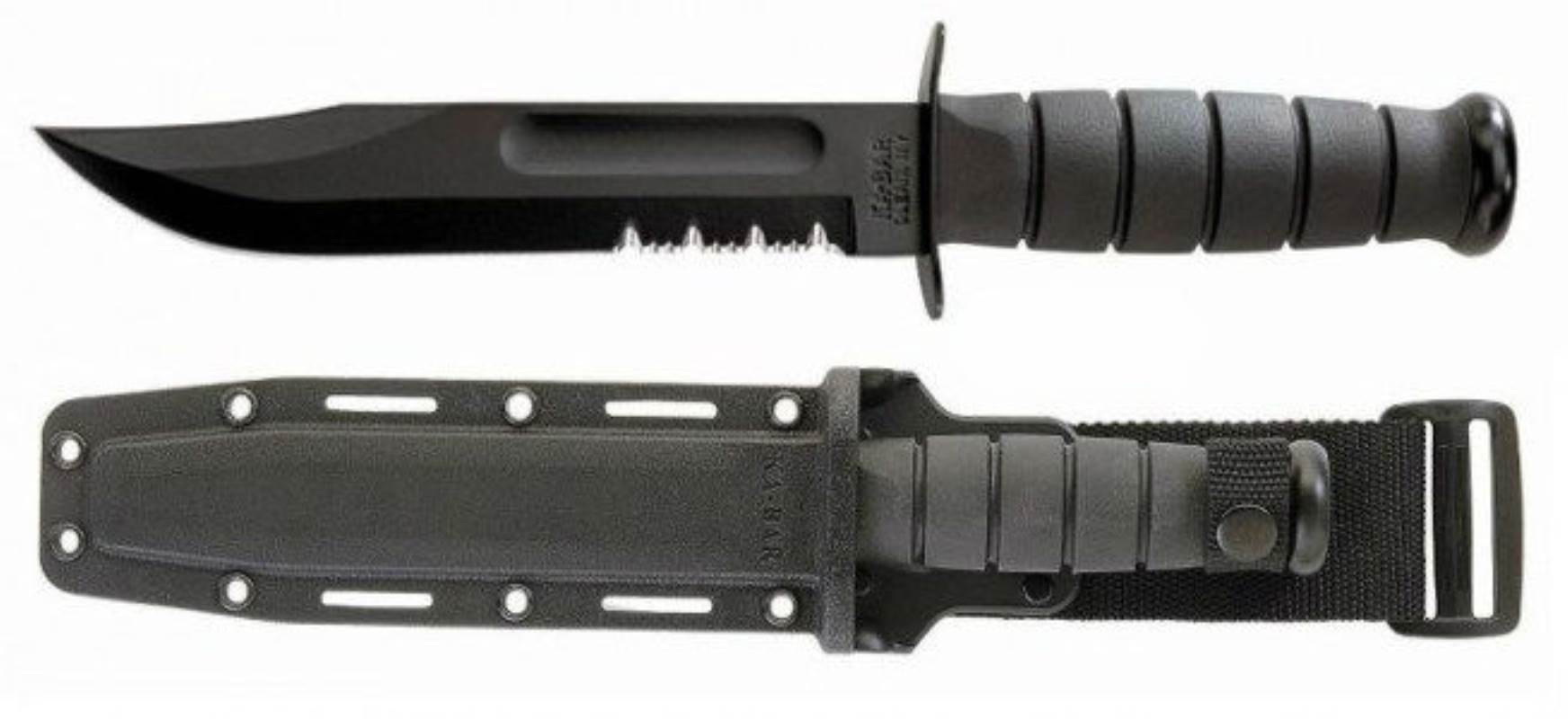 Serrated Black Knife - Hard Sheath