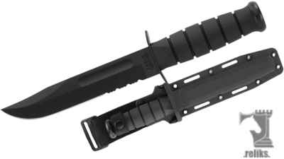 Serrated Black Knife - Hard Sheath