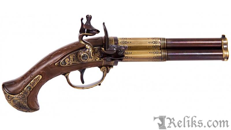 3 Barrel Flintlock Pistol