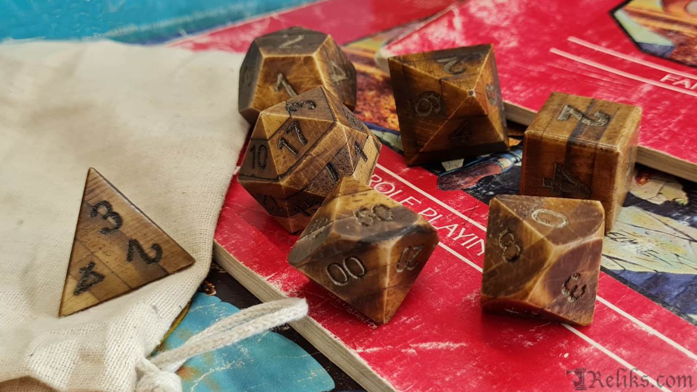 Natural Bone Polyhedral Dice Set (7 Piece)