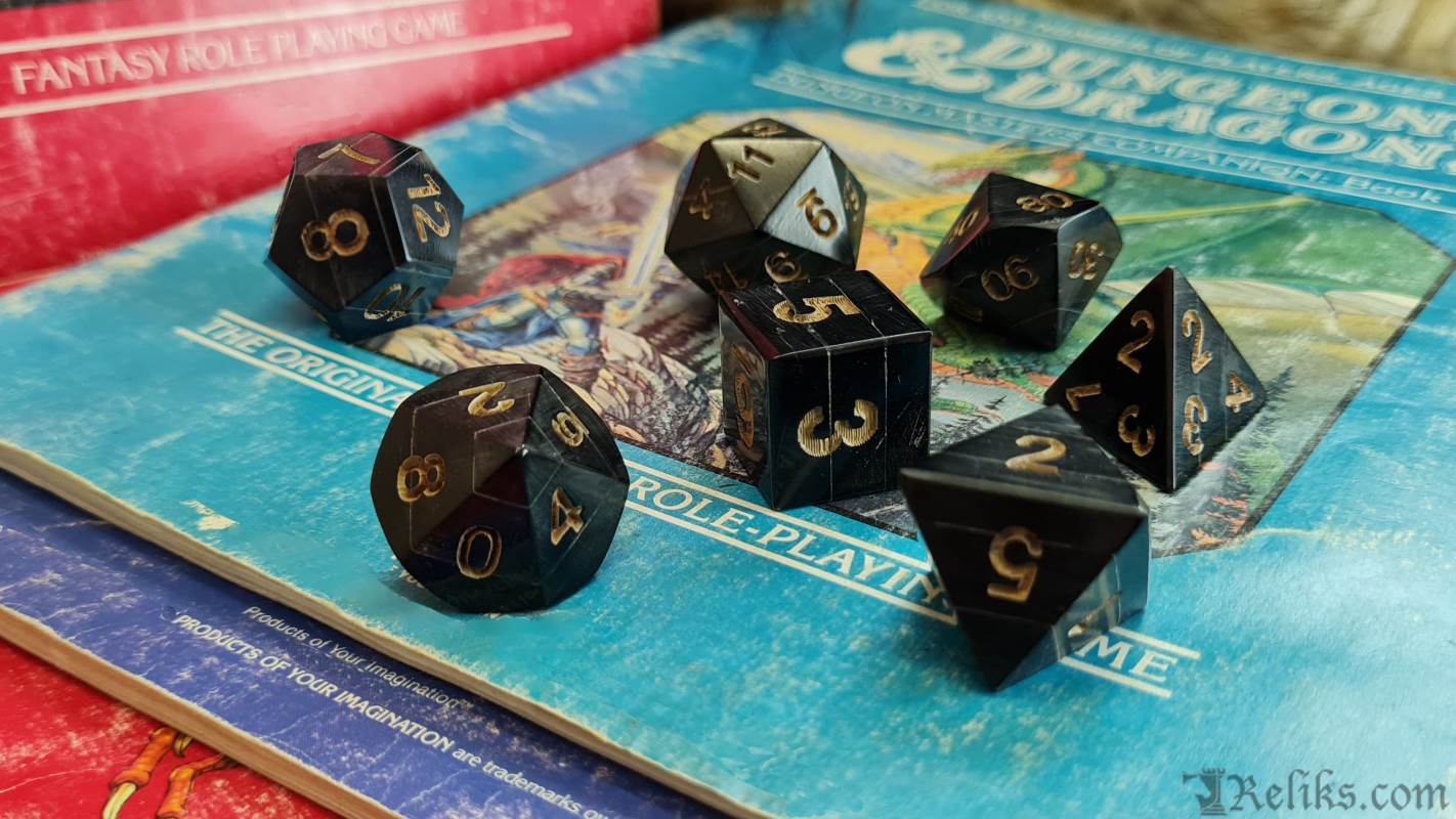 Black Horn Polyhedral Dice Set (7 Piece)