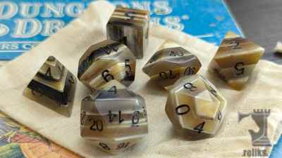 African Horn Polyhedral Dice Set with Layered Effect (7 Piece)