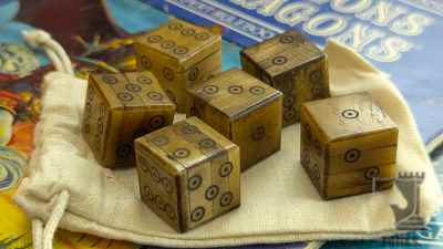 Natural Antiqued Bone D6 Dice Set (6 Piece)