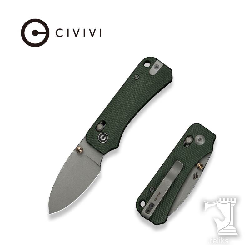 Baby Banter 2 Thumb Stud & Crossbar Lock Knife Green Micarta Handle