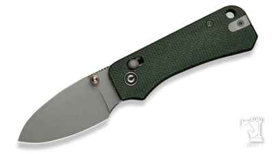 Baby Banter 2 Thumb Stud & Crossbar Lock Knife Green Micarta Handle