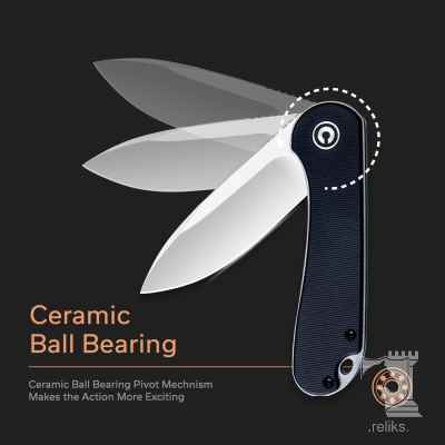Elementum Flipper Knife Black G10 Handle