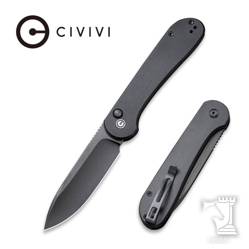 Button Lock Elementum Pocket Knife Black G10 Handle