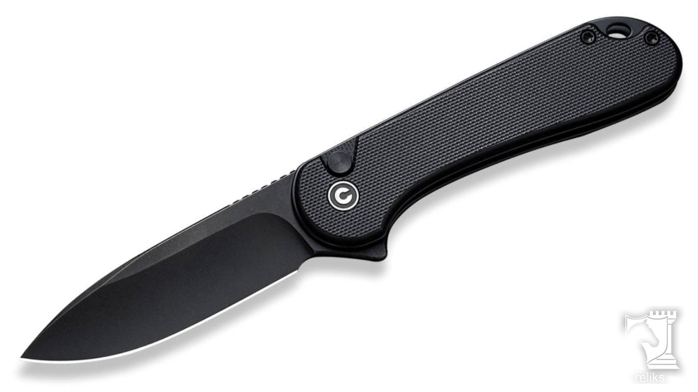 Button Lock Elementum II Flipper Knife Black G10 Handle