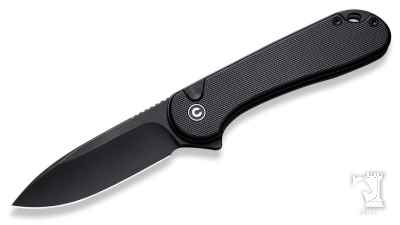 Button Lock Elementum II Flipper Knife Black G10 Handle