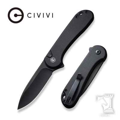 Button Lock Elementum II Flipper Knife Black G10 Handle