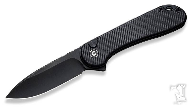 Button Lock Elementum II Flipper Knife Black G10 Handle