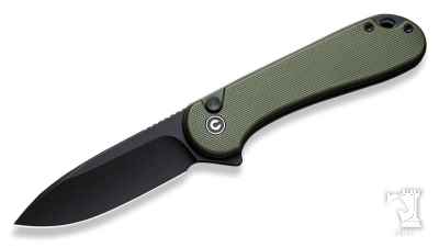Button Lock Elementum II Flipper Knife OD Green G10 Handle