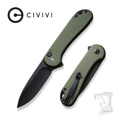 Button Lock Elementum II Flipper Knife OD Green G10 Handle