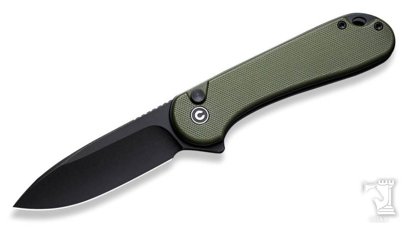 Button Lock Elementum II Flipper Knife OD Green G10 Handle