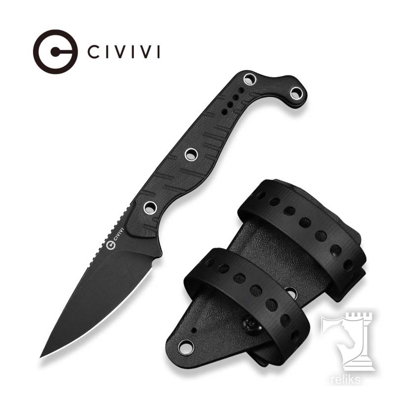 SOKN Fixed Blade Knife Black G10 Handle 