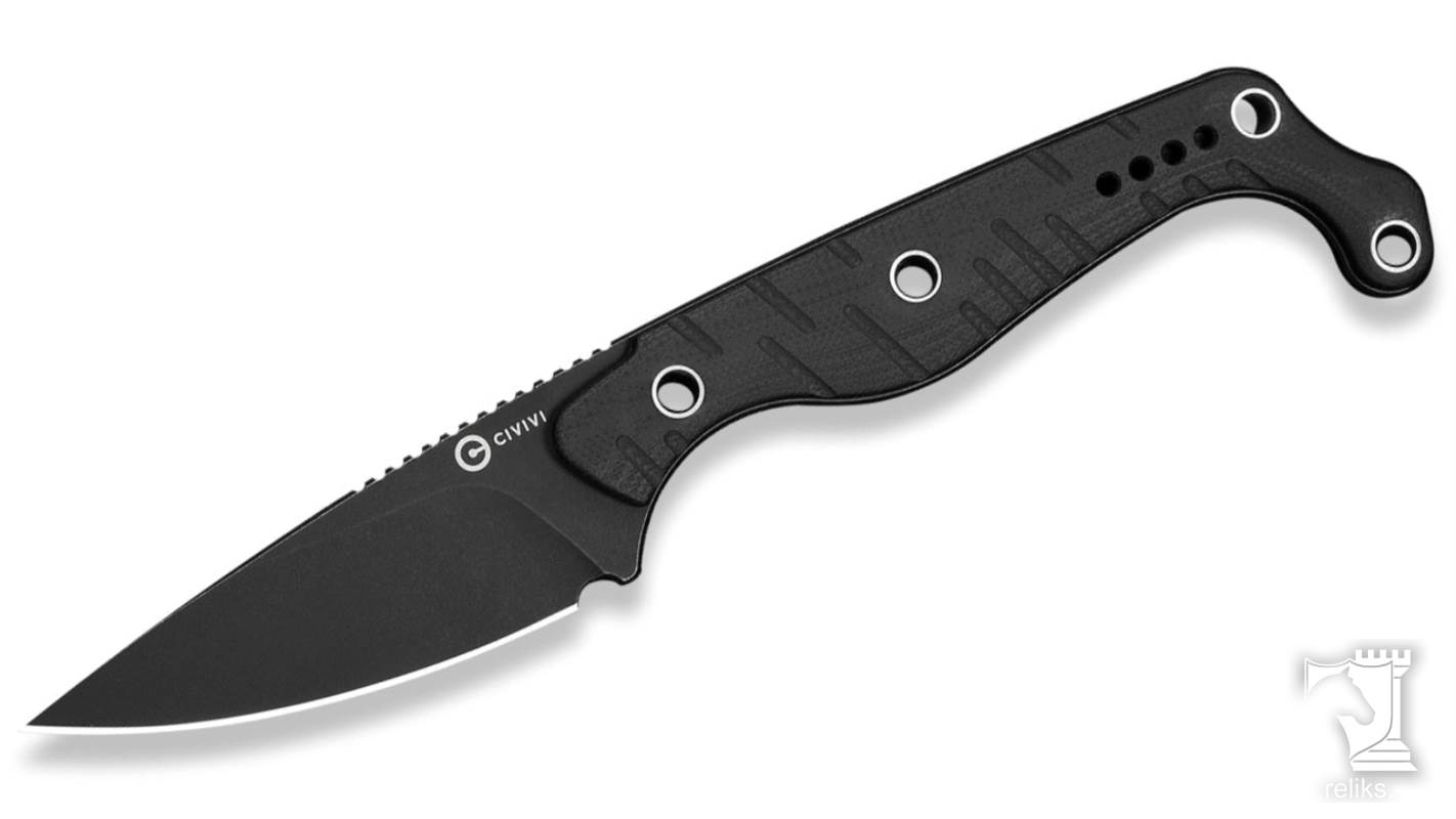 SOKN Fixed Blade Knife Black G10 Handle 