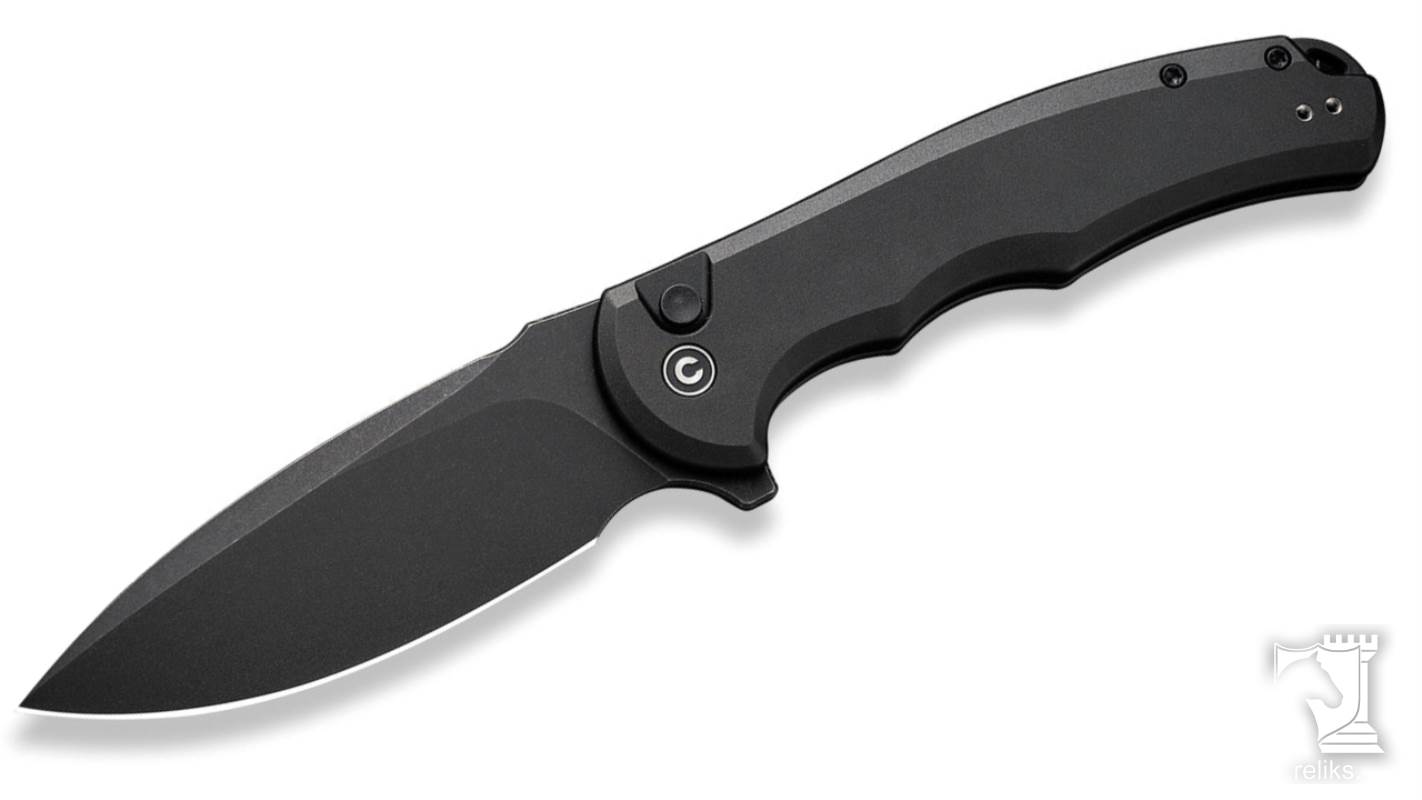 Button Lock Praxis Flipper Knife Black Aluminum Handle