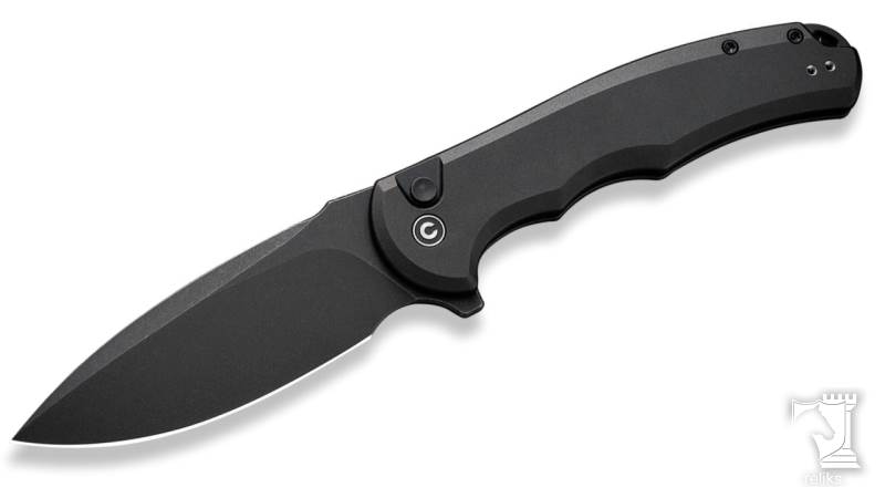 Button Lock Praxis Flipper Knife Black Aluminum Handle