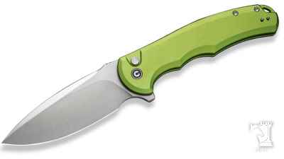 Button Lock Praxis Flipper Knife Lime Green Aluminum Handle