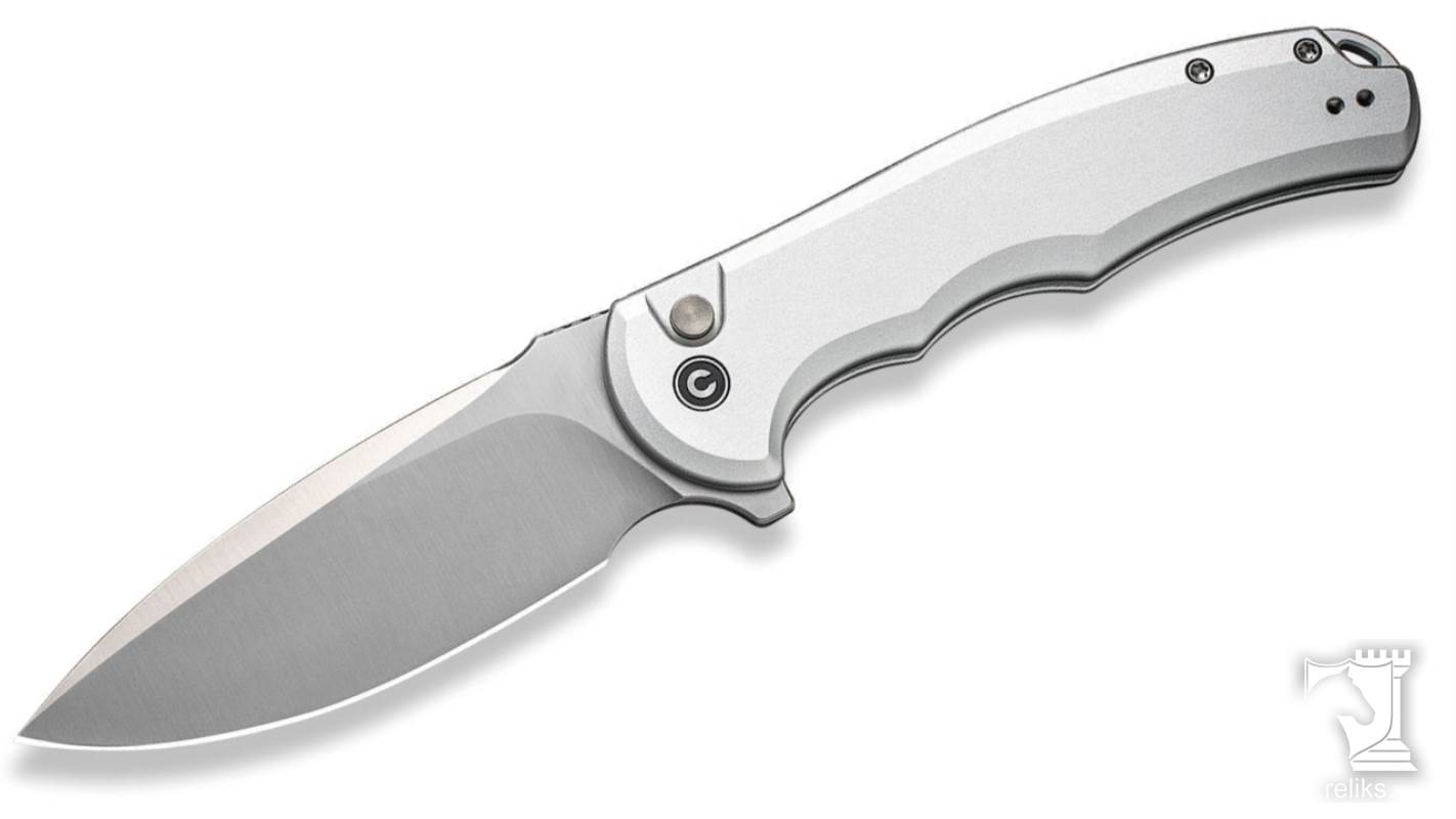 Button Lock Praxis Flipper Knife Silver Aluminum Handle 