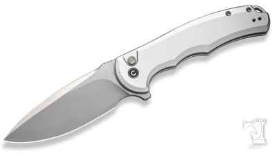 Button Lock Praxis Flipper Knife Silver Aluminum Handle 