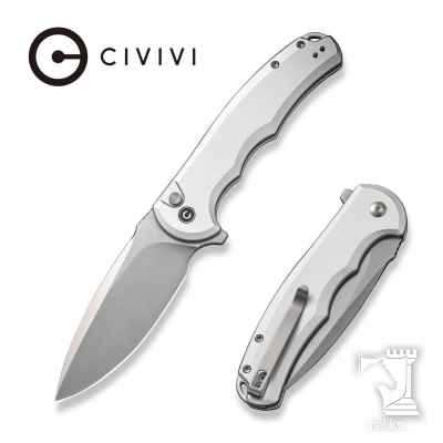 Button Lock Praxis Flipper Knife Silver Aluminum Handle 