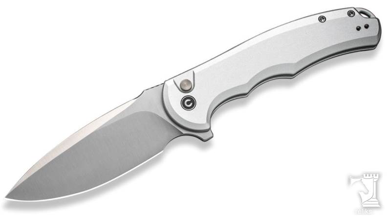 Button Lock Praxis Flipper Knife Silver Aluminum Handle 