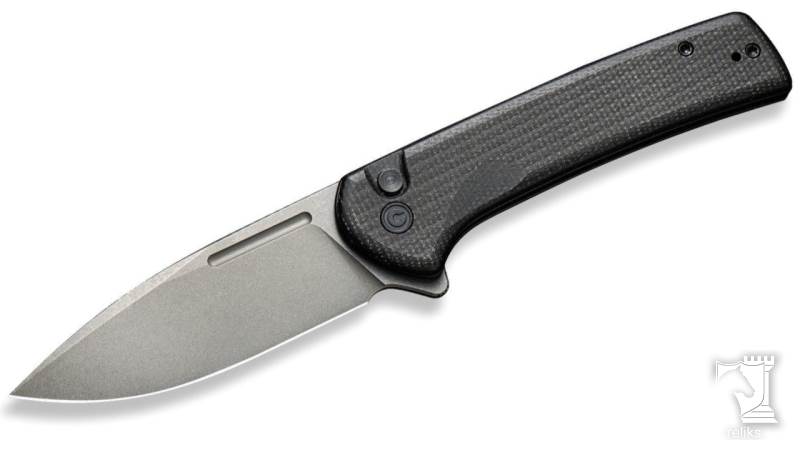Conspirator Flipper & Button Lock Knife Black Micarta Handle