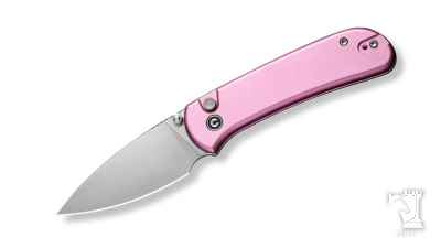 Qubit Button Lock & Thumb Stud Knife Pink Aluminum Handle