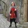 Grey Medieval Cotton Cross Over Hooded Cloak.