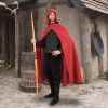 Red Medieval Cotton Cross Over Hooded Cloak.