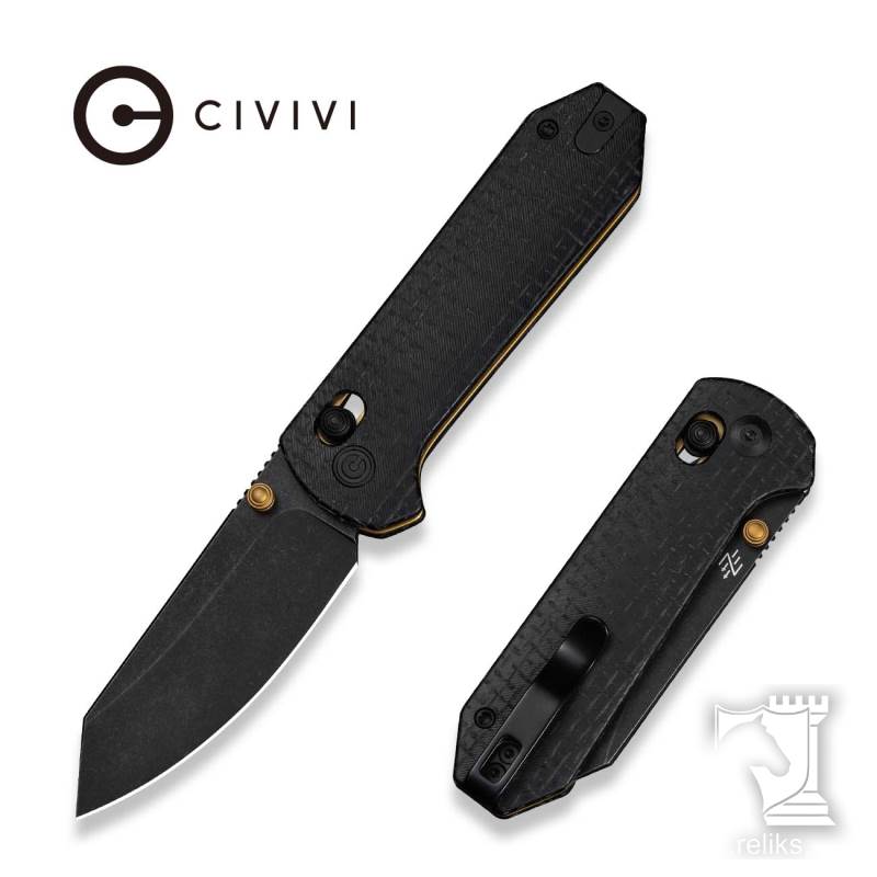 Yonder Thumb Stud & Crossbar Lock Knife Black Burlap Micarta Handle 