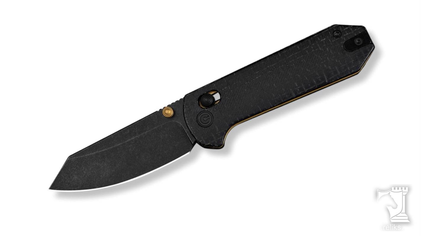 Yonder Thumb Stud & Crossbar Lock Knife Black Burlap Micarta Handle 