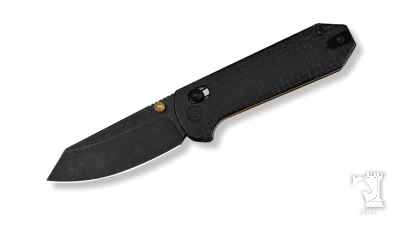 Yonder Thumb Stud & Crossbar Lock Knife Black Burlap Micarta Handle 