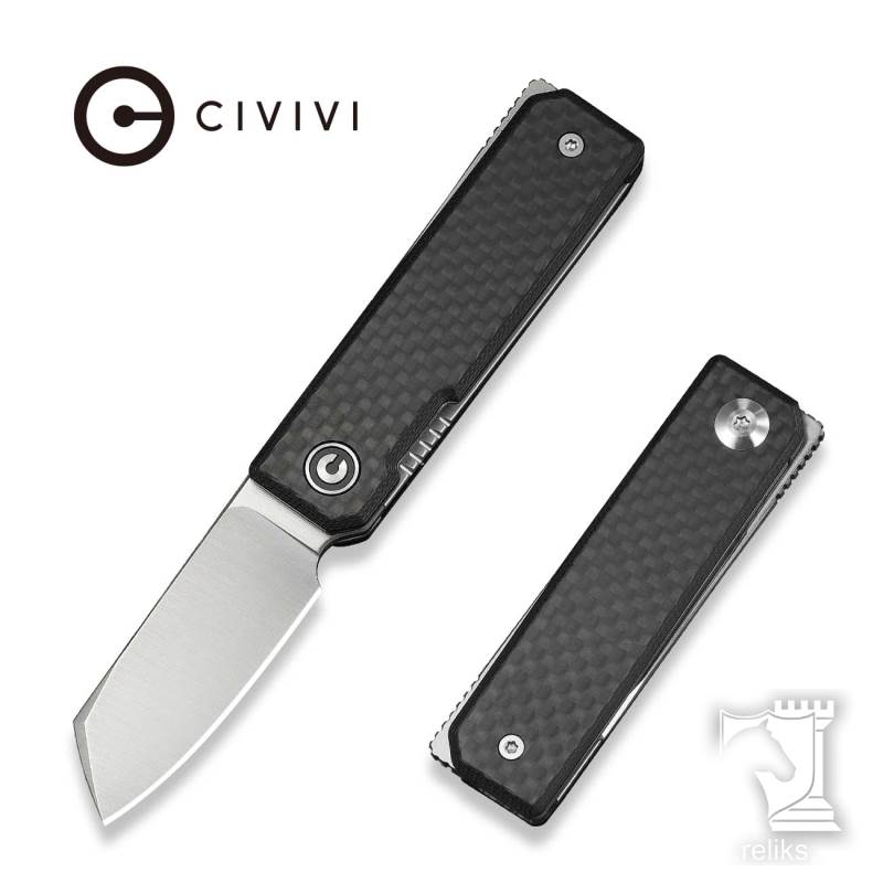 Kukei Front Flipper Knife Twill Carbon Fiber Overlay On Black G10 Handle