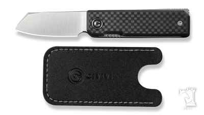 Kukei Front Flipper Knife Twill Carbon Fiber Overlay On Black G10 Handle