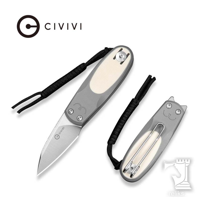 Purr Flipper & Slip Joint Knife Gray & Ivory G10 Handle