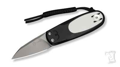 Purr Flipper & Slip Joint Knife Black & White G10 Handle