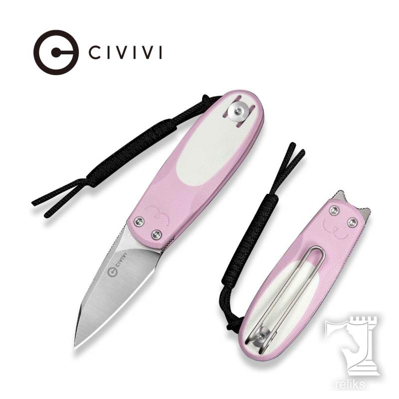 Purr Flipper & Slip Joint Knife Powder Pink & White G10 Handle