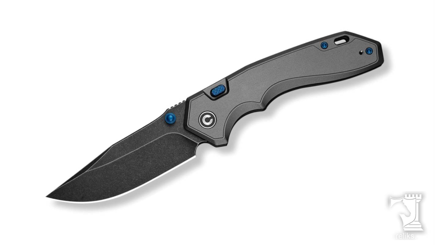 Brova Thumb Stud & Top Liner Lock Knife Gray Aluminum Handle