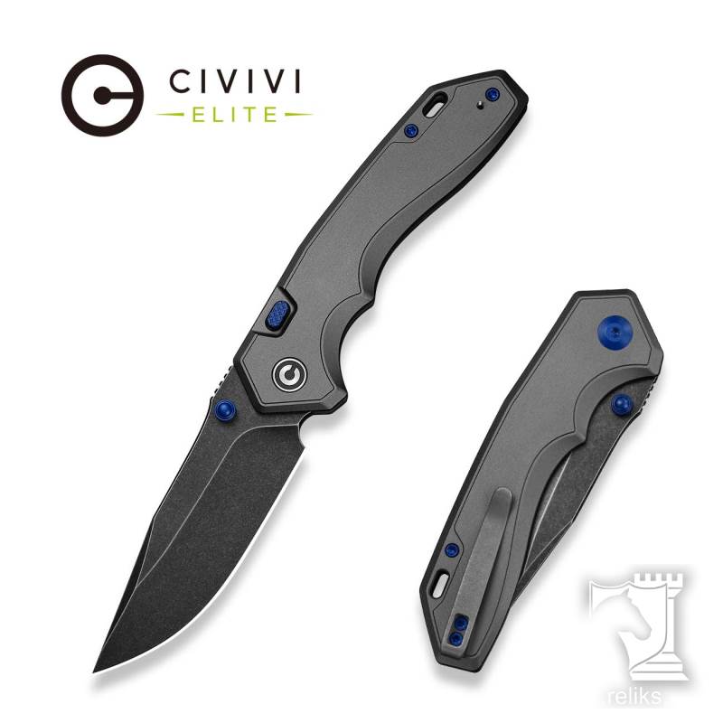 Brova Thumb Stud & Top Liner Lock Knife Gray Aluminum Handle