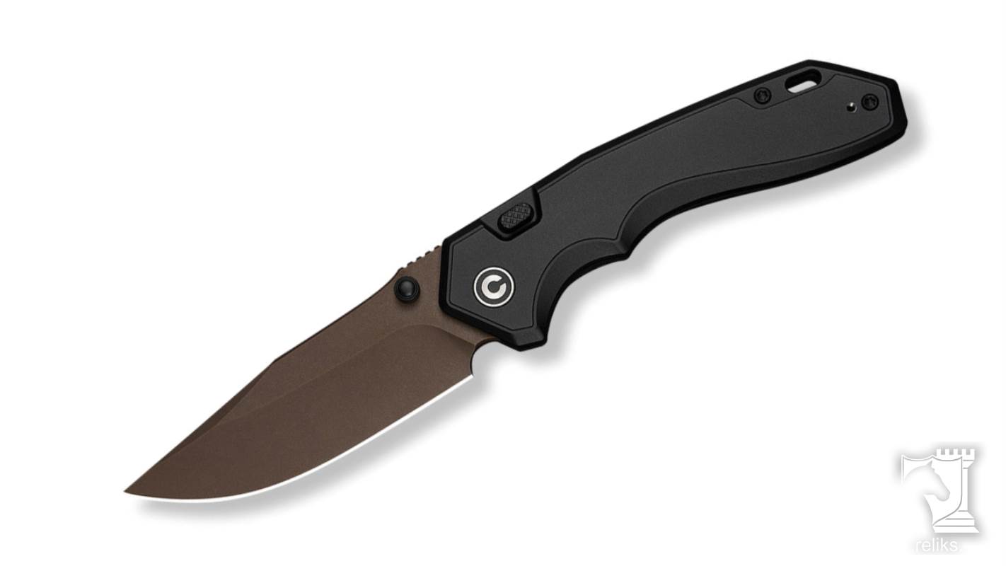 Brova Thumb Stud & Top Liner Lock Knife Black Aluminum Handle