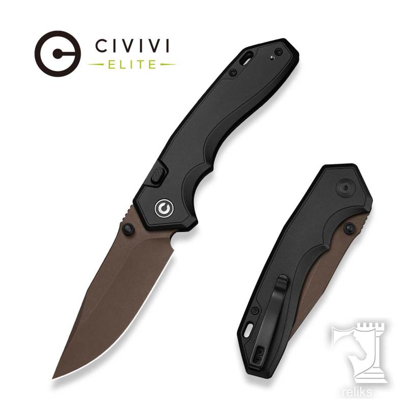 Brova Thumb Stud & Top Liner Lock Knife Black Aluminum Handle