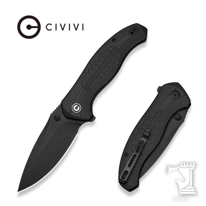 Vyrent Flipper & Thumb Stud Knife Black G10 Handle