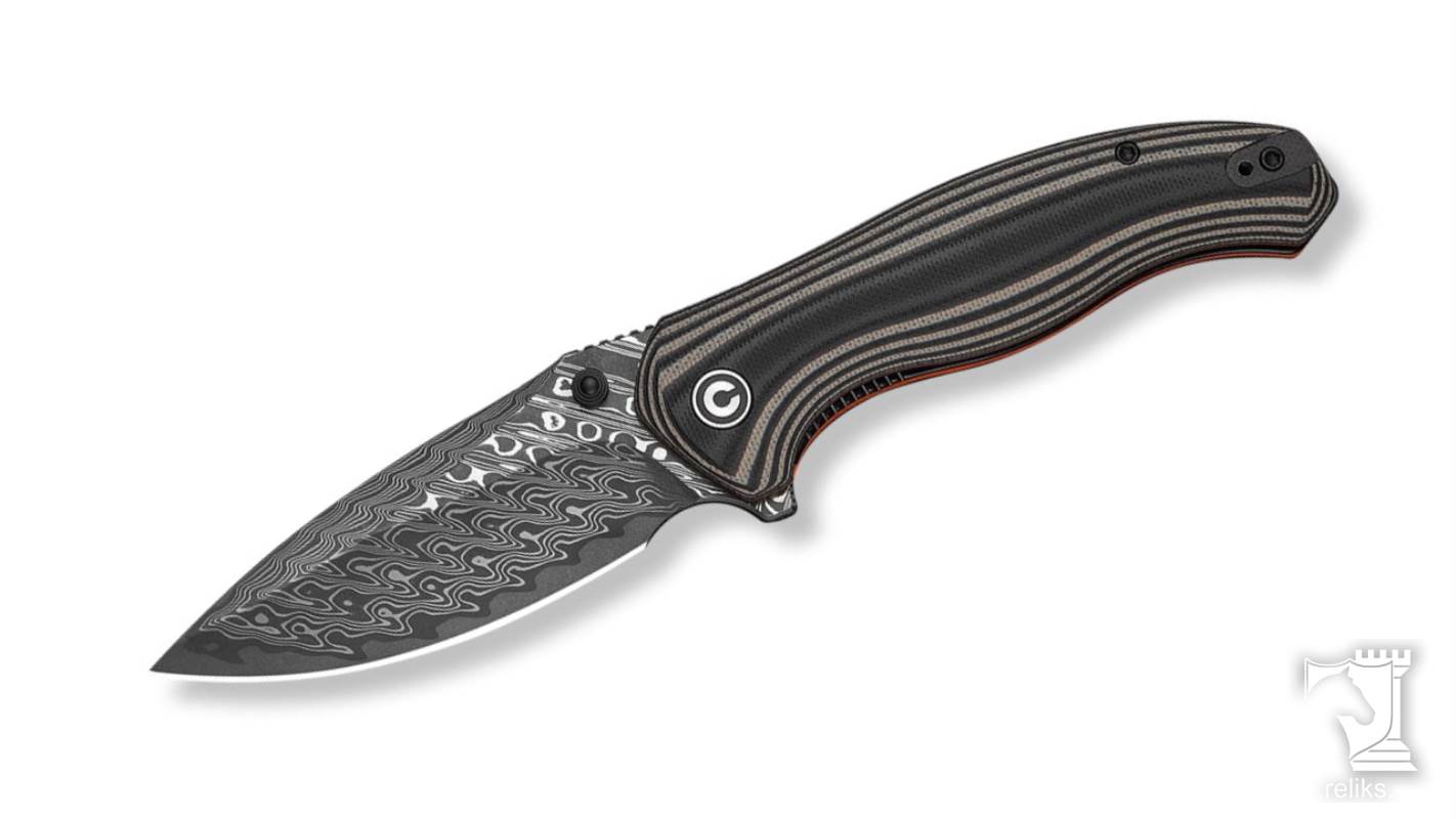 Vyrent Flipper & Thumb Stud Knife Black, Tan & Orange G10 Contoured Handle